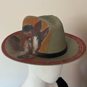 Panama Hat with hand painted horse size L